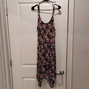 Torrid Black and Pink Floral High Low Dress